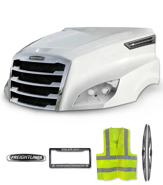 Hood Shell Fiberglass With Grille and Side Hood Vent 2018+ Freightliner Cascadia