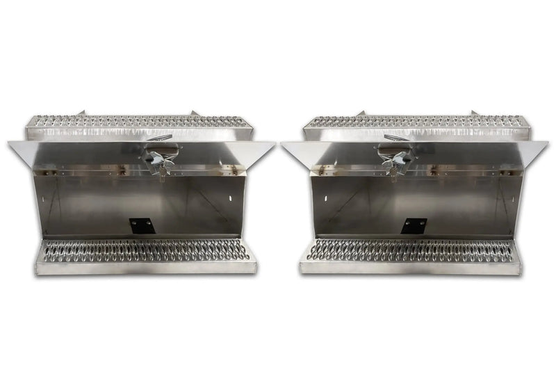 Aluminum Tool Boxes Step 2 pcs with Brackets Right & Left Side for Peterbilt 377 - 