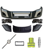 Juego de parachoques con orificios para faros antiniebla, moldura cromada y deflector de flujo de aire para Volvo VNL VNR (2018+).