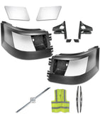 Bumper Corners w/ Fog Holes w/Chrome Trims & Brackets Set 2004-2015 Volvo VNL