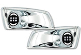 Fog Light Bezels Chrome w/ Built-in Light Strip & Black Full LED Fog Lights Set Kenworth T660