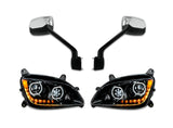 Fiberglass Long Hood Modified Style w/LED Black Headlights & Chrome Mirrors Set 2014-2022 Peterbilt 579