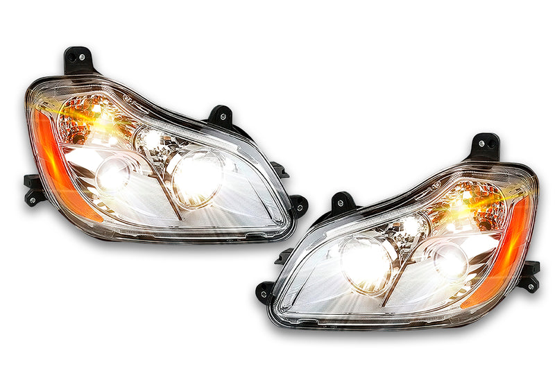 Headlights Halogen Assembly Chrome Housing Set 2013-2021 Compatible with KW T680