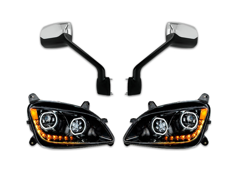 Fiberglass Long Hood Modified Style w/Front Grille, LED Headlights & Mirrors Set 2014-2022 Peterbilt 579