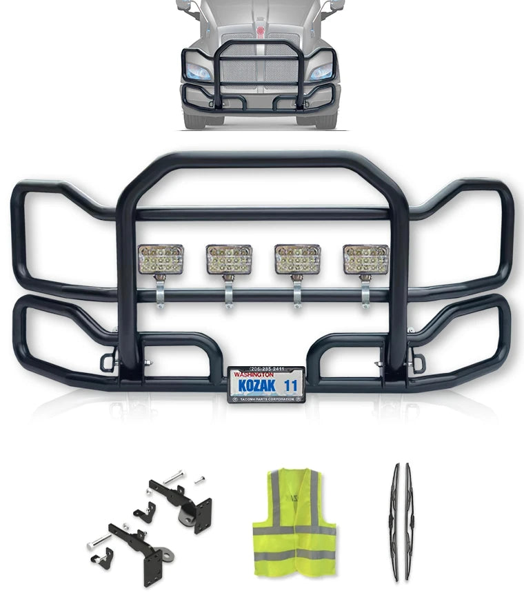 Front Grille Guard Large Black Kenworth T700