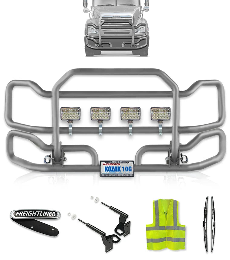 Front Grey Grille Guard Large Chrome Freightliner Columbia