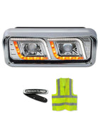 Headlight LED DRL Dual Chrome Passenger Freightliner Classic