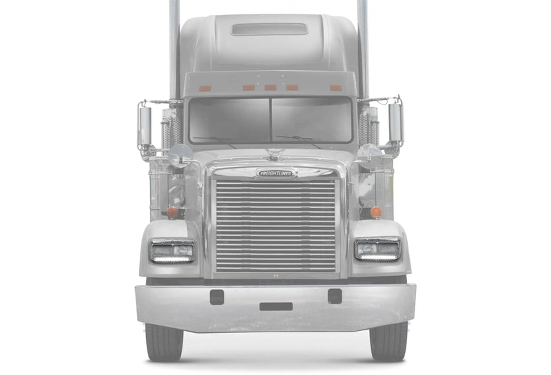 Headlights Bezels Chrome with 12" Clear/White LED Light Strip Bar 2 Pcs For Freightliner FLD Classic XL - 