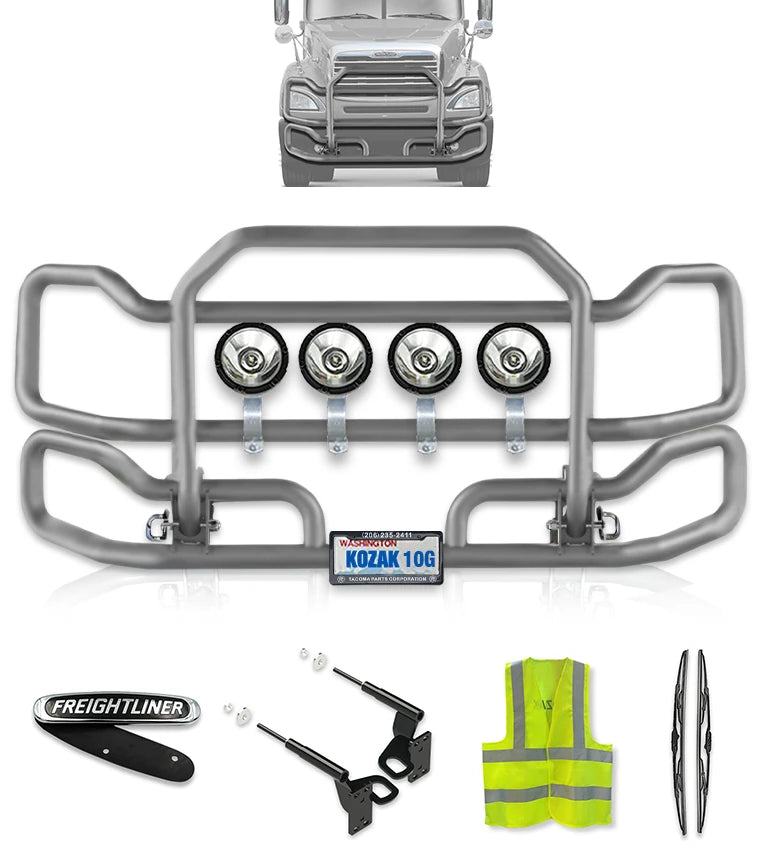 Front Grey Grille Guard Large Chrome Freightliner Columbia