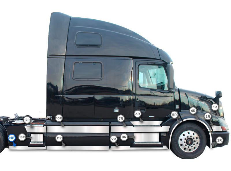 Stripe Chrome Trim for Rear Step Fairing Panel 29" (75 cm) Passenger Side (12R) 2004-2017 Volvo VNL
