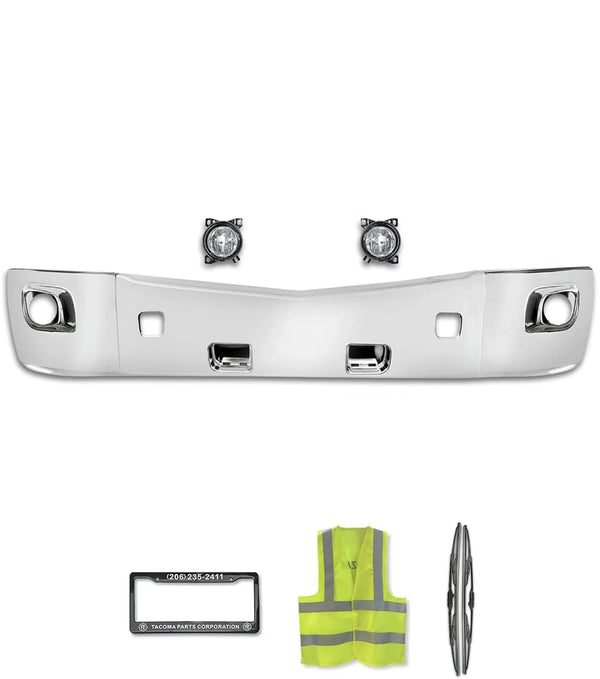 Bumper Set w/ Fog Holes Plastic Chrome + Fog Lights 2013-2021 Peterbilt 579