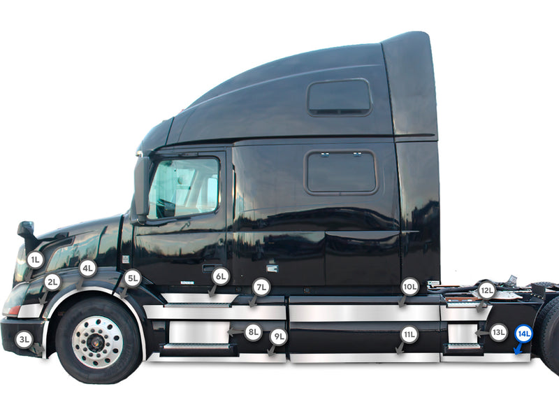 Stripe Chrome Trim for Rear Step Fairing Panel 29" (75 cm) Driver Side (12L) 2004-2017 Volvo VNL