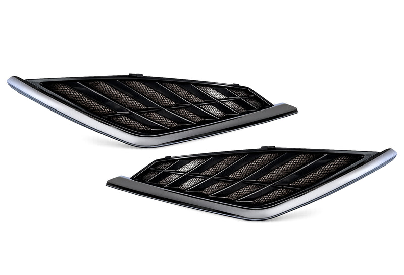 Side Hood Grille Vents Black with Chrome Stripe Set 2025+ Volvo VN VNL New