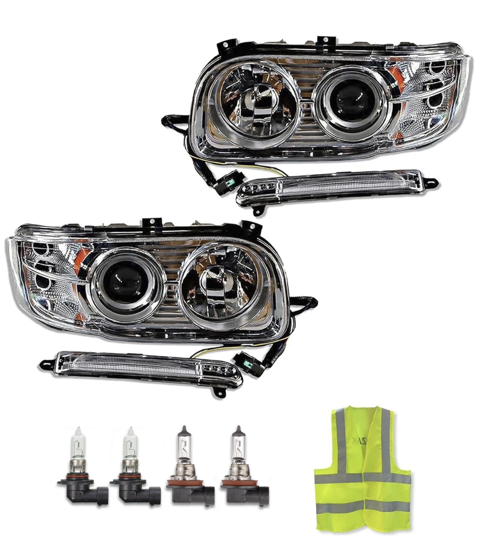 Headlights Assembly Pair with Projector and Bulbs Peterbilt