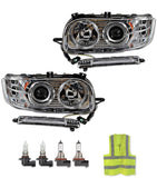 Headlights Assembly Pair with Projector and Bulbs Peterbilt 388 389