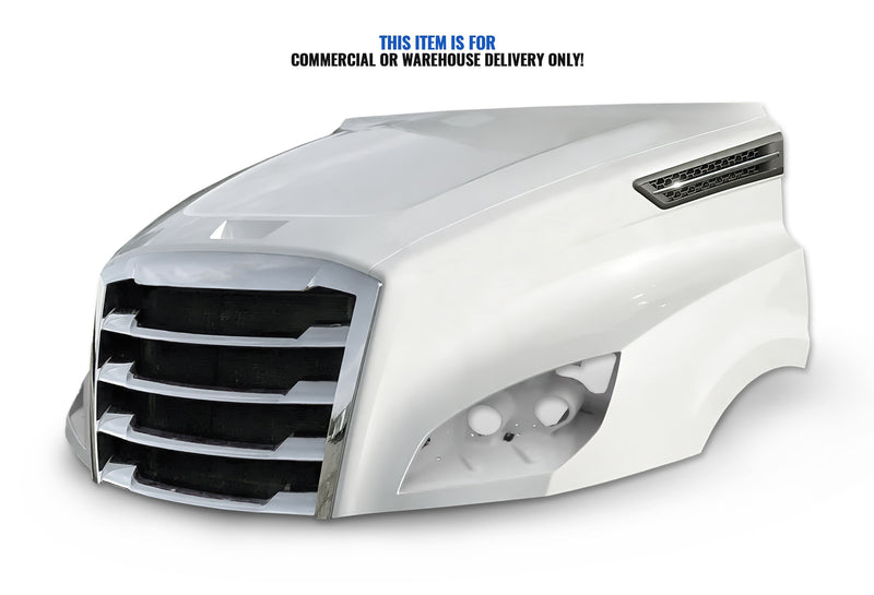 Hood Shell Fiberglass With Grille and Side Hood Vent 2018+ Freightliner Cascadia