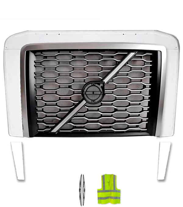 Chrome Grille with Bug Screen & Surround Bug Shield Deflector 2018-2024 Volvo VNL