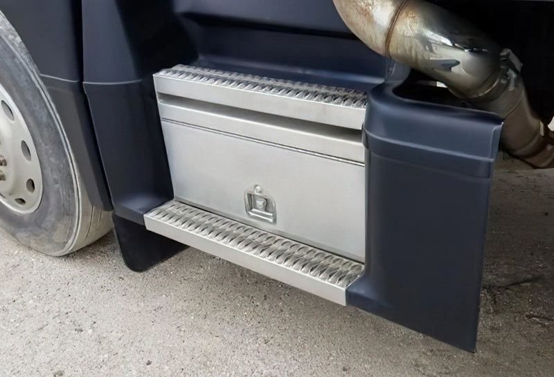 Cab Skirt/Side Fairing and Aluminum Tool Box with Brackets Left Side For Peterbilt 377 - 