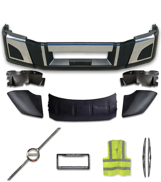 Juego de parachoques sin orificios para faros antiniebla, moldura cromada y deflector de flujo de aire para Volvo VNL VNR 2018+