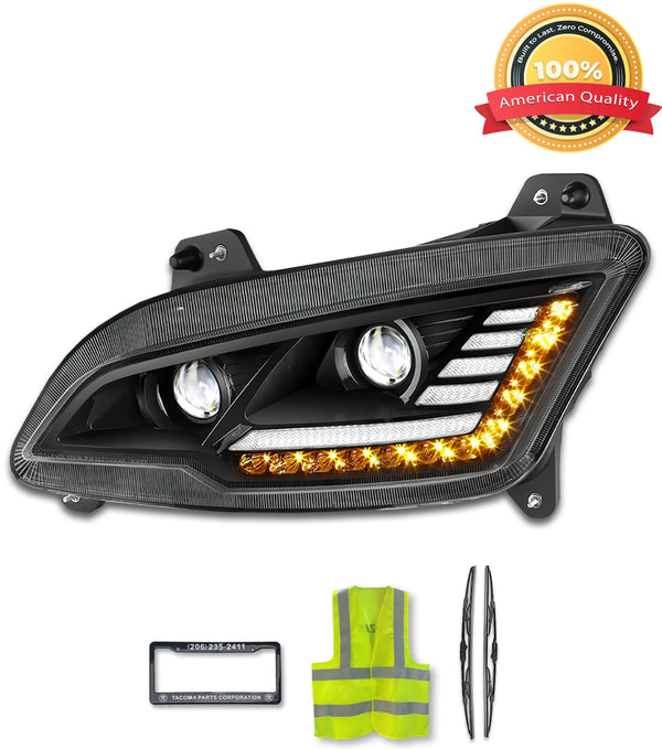 Headlight LED Black Driver 2022+ Peterbilt new 579