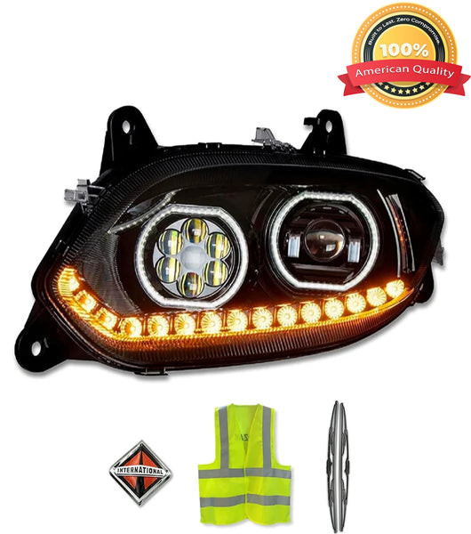 Headlight Led With Turn Signal Black Driver 2018+ International LT LT625