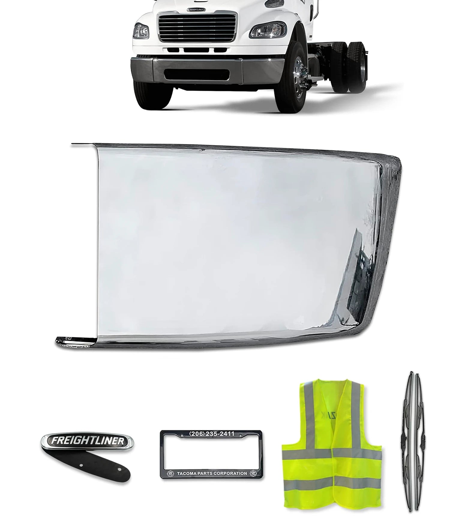 thumbnail image 2 of Steel Front Bumper End Cap – Left Side – For Freightliner M2 106/112 (2003-2021) 2 of 6