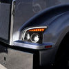 UNITED PACIFIC 32866 High Power LED Blackout Headlight With LED Turn Signal & Light Bar For 2015-2026 Kenworth T880-Driver