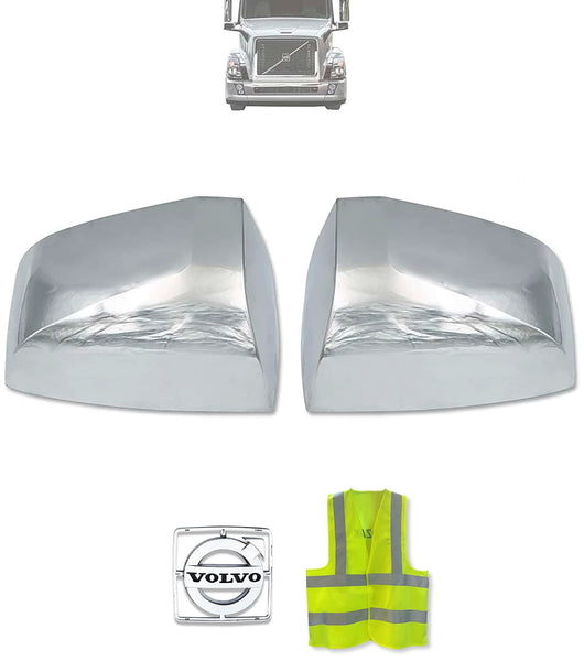 Hood Mirror Covers Chrome Set 2004-2017 Volvo VNL