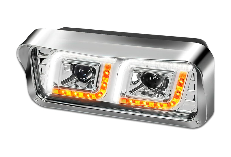 Headlight Chrome LED DRL Driver Kenworth W900 T800 T600