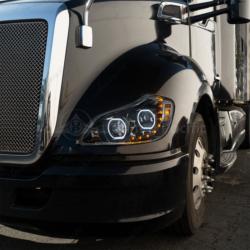 UNITED PACIFIC 35744 Black 10 LED Headlight for 2013-2021 Kenworth T680, Passenger Side