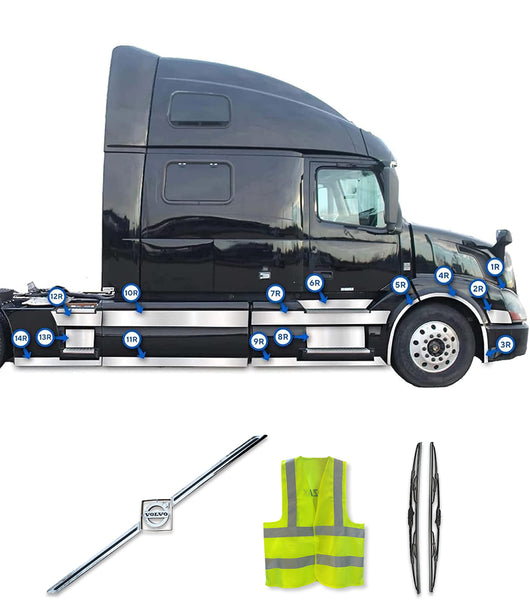 Chrome Trim Set Passenger 2004-2017 Volvo VNL