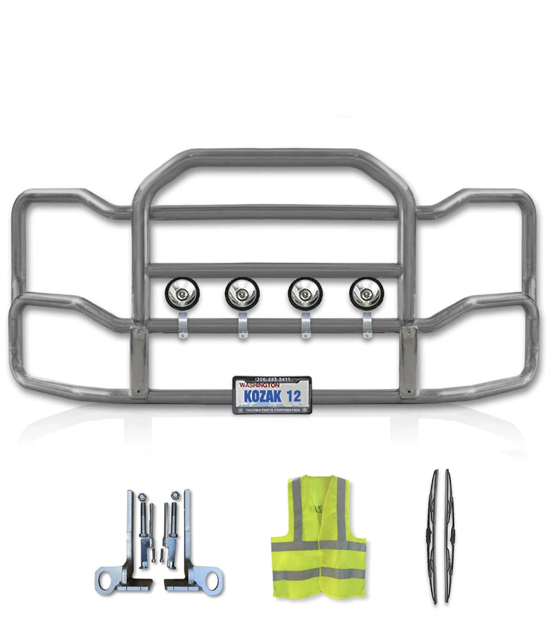 Grille Guard Large Chrome with Lights 2022+ Kenworth T680 No Fog