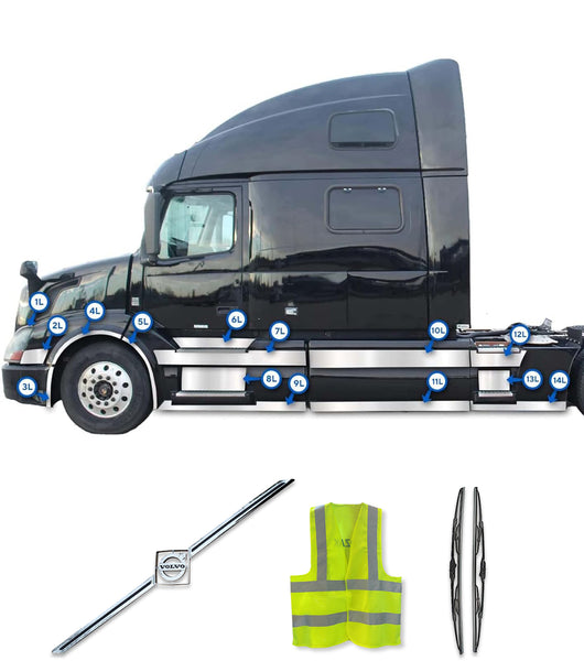 Chrome Trim Set Driver 2004-2017 Volvo VNL