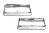 Headlights Bezels Chrome with 12" Clear/White LED Light Strip Bar 2 Pcs For Freightliner FLD Classic XL - 