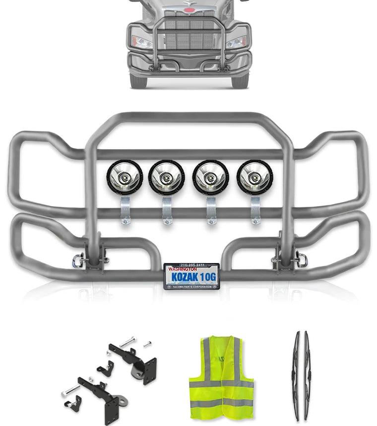 Front Grey Grille Guard Large 2022+ Peterbilt 579 (No Fog)