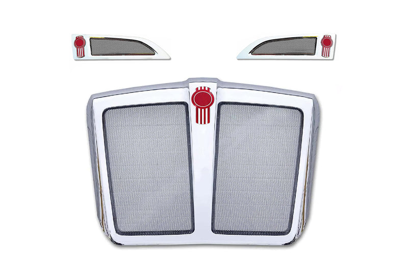 Fiberglass Hood w/ Grille, Bug Screen, Air Intakes, Inner Bezels, LED Headlights – Set 2013-2021 Kenworth T680