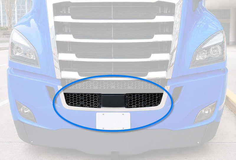 Front Bumper Upper Trim Mesh Grilles with Radar Cover Set 2018-2024 Freightliner Cascadia