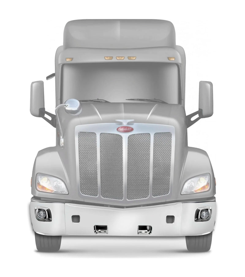 Bumper Set w/ Fog Holes Plastic Chrome + Fog Lights 2013-2021 Peterbilt 579