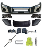 Juego de parachoques con orificios para faros antiniebla, molduras cromadas, deflector de flujo de aire y soportes para Volvo VNL VNR (2018+)