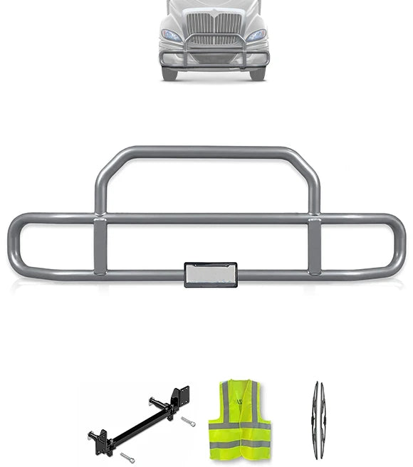 Gray Front Grille Deer Moose Bumper Guard 2008-2017 International ProStar (plastic bumper)