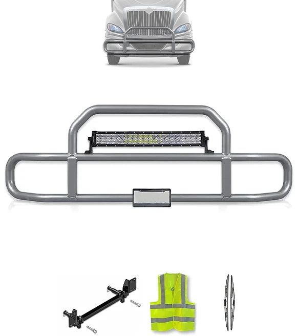 Gray Front Grille Deer Moose Bumper Guard International RH (Plastic Bumper)