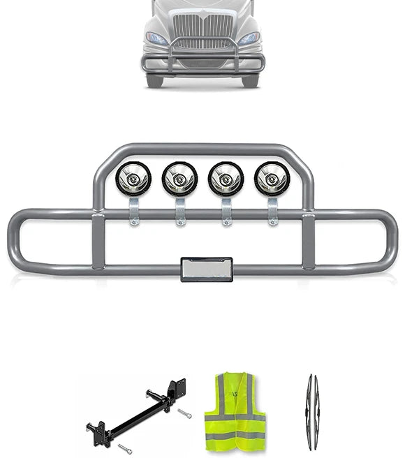 Gray Front Grille Deer Moose Bumper Guard International RH (Plastic Bumper)