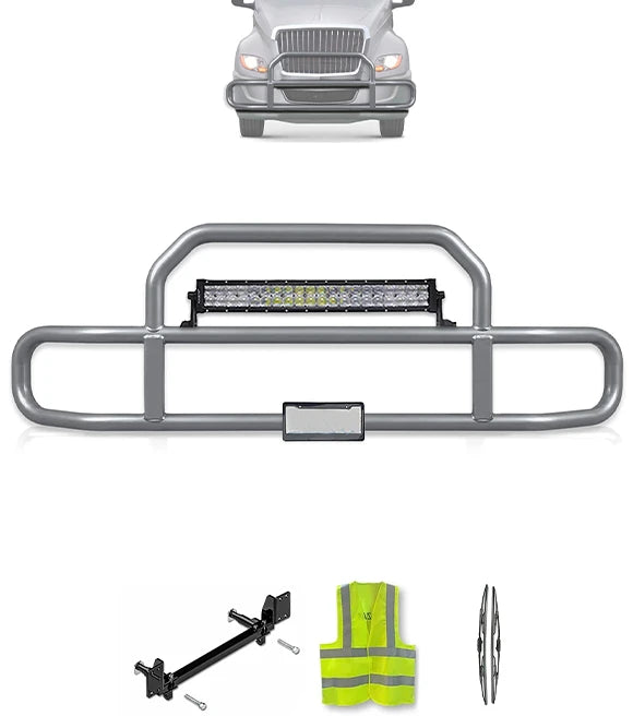 Gray Front Grille Deer Moose Bumper Guard 2018+ International LT LT625 (plastic bumper)