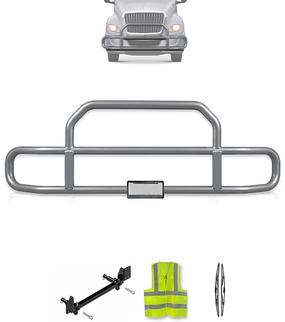 Gray Front Grille Deer Moose Bumper Guard 2018+ International LT LT625 (plastic bumper)