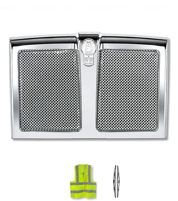 Grille Frame with Bug Screen Chrome Plastic Compatible with Kenworth T880