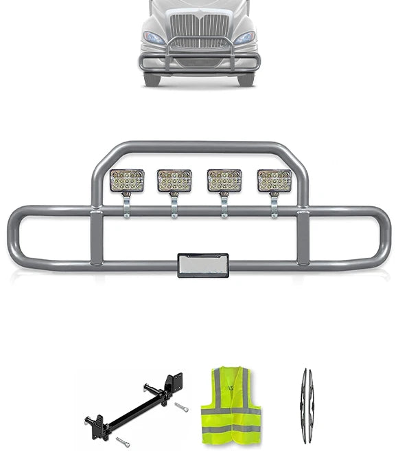 Gray Front Grille Deer Moose Bumper Guard International RH (Plastic Bumper)