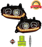 Headlights Led With Turn Signal Black Set 2018+ International LT LT625