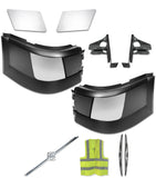 Bumper Corners No Fog Holes w/ Chrome Trims & Brackets Set 2004-2015 Volvo VNL