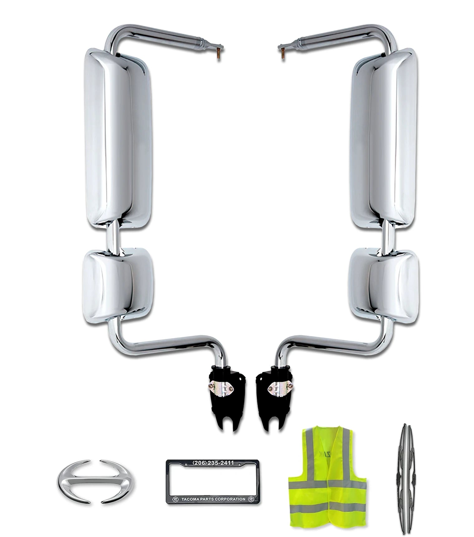 enoi エノイ パーツ ポーチ Door Mirrors Assembly Chrome Set 2008-2021 Hino 238 258 268 338