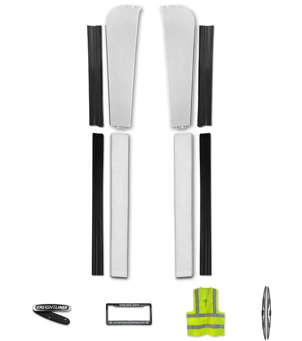 Top and Bottom Cabin Fairings w/ Stripe Narrow Version Set 2008-2017 Freightliner Cascadia